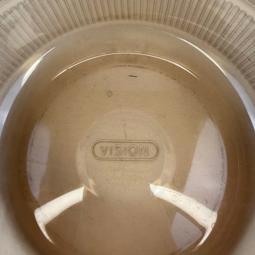 Vintage Corning Vision Amber Glass Casserole Dish with Pyrex Lid 1.5L Ribbed
